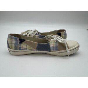 Margaritaville Womens 10 Savannah Madras Plaid Slip on Sneaker Preppy Classic
